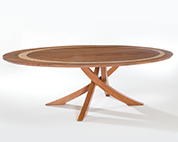 Oval dining table with inlaid  top.